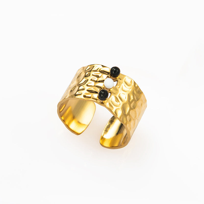 Womens Stainless Steel Ring With Geometric Design 18K Gold Plated Titanium Steel Ring Retro European American