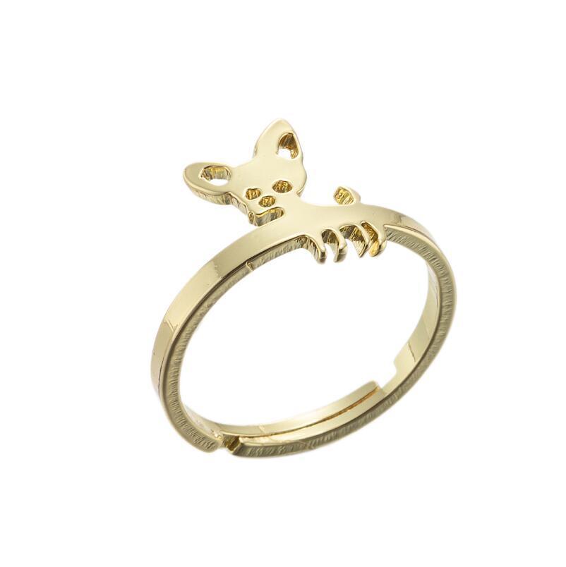 Adjustable Chihuahua Ring Stainless Steel Animal Lover Jewelry Gold Finish Perfect Gift For Dog Owners Perfect
