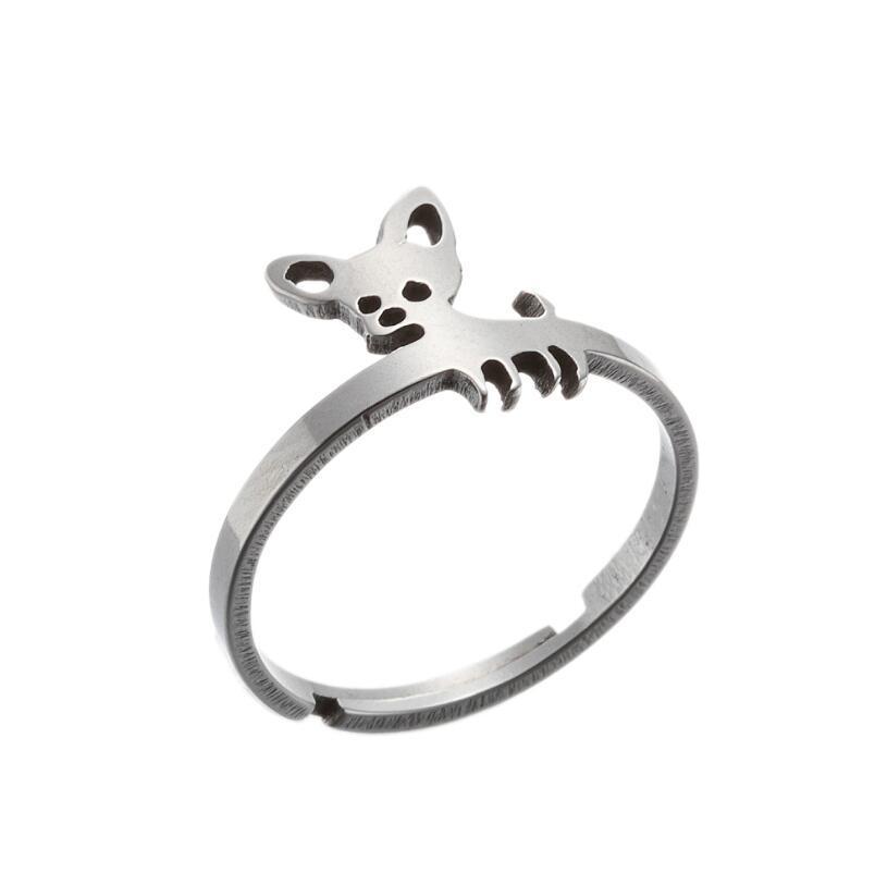 Adjustable Chihuahua Ring Stainless Steel Animal Lover Jewelry Gold Finish Perfect Gift For Dog Owners Perfect