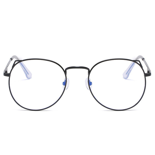 Cat Ear Metal Frame Anti Blue Light Glasses For Round Faces Full Frame Black Gold Silver Durable Everyday Wear