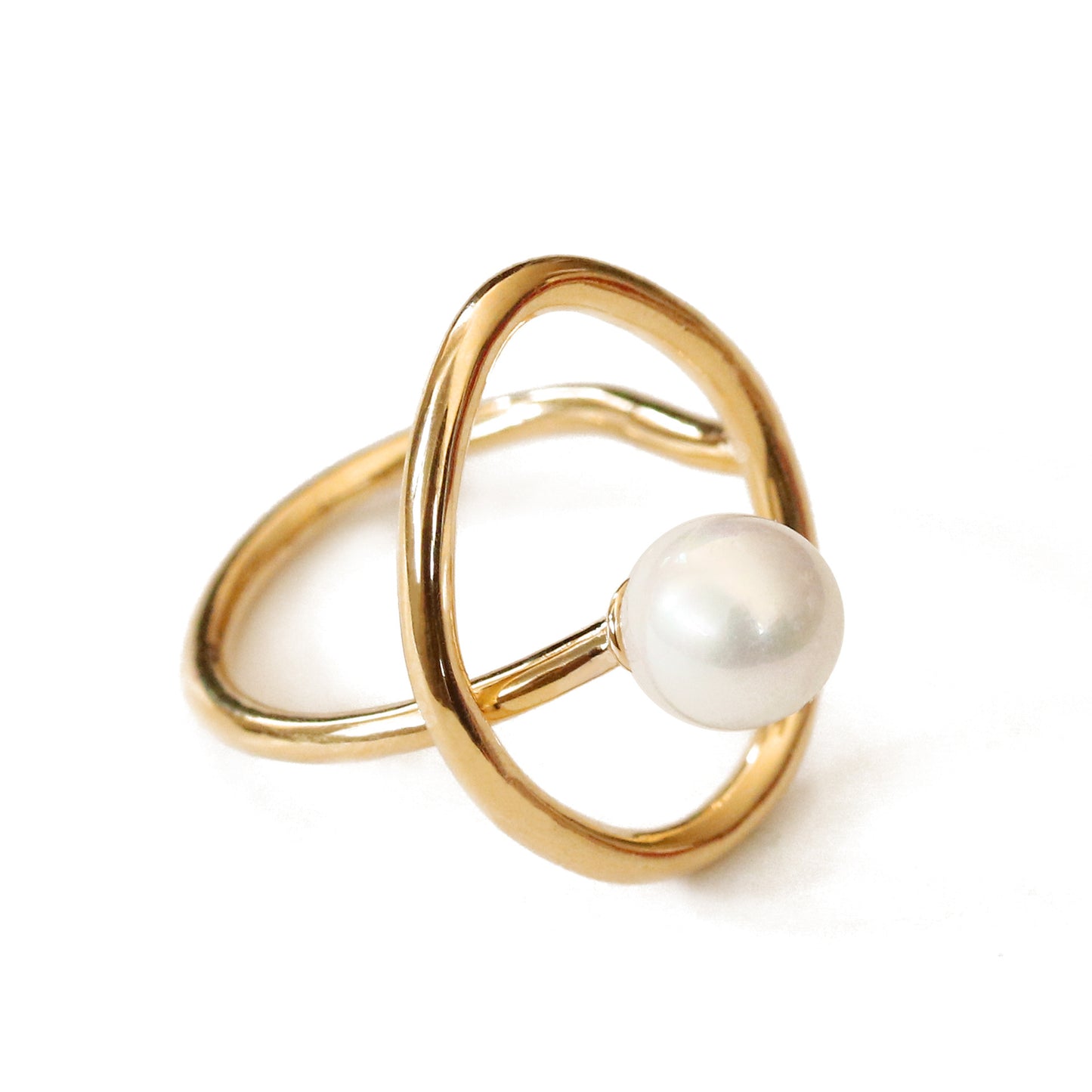 Pearl Open Ring Copper Gold-plated Adjustable Ring 20 New Products