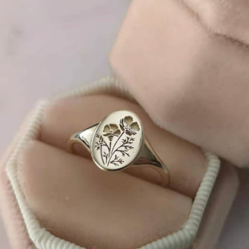 Womens Geometric Flower Ring Electroplated Alloy Jewelry Elegant Ring Birthday Gift For Her Fancy Gift For You