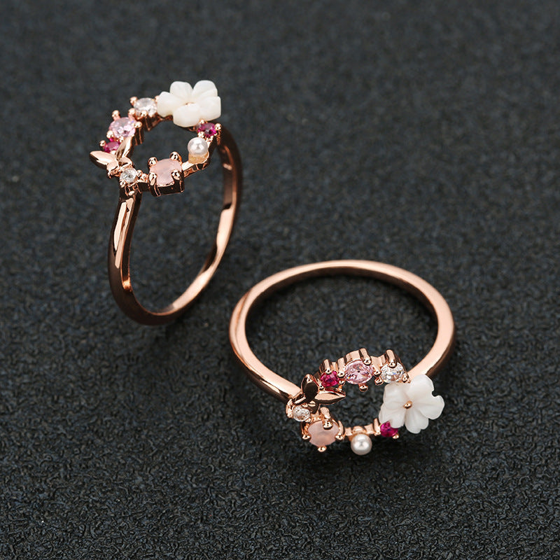 Copper Butterfly Ring Rose Gold Plated Design Jewelry