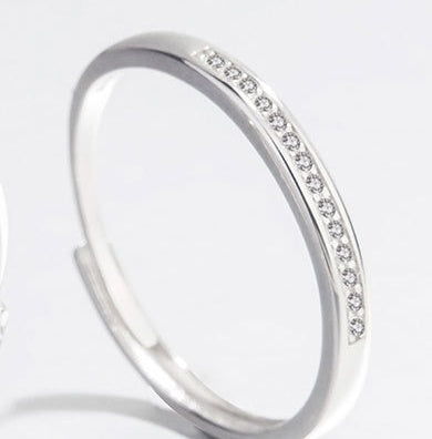 Couple Rings Sterling Silver Matching Wedding Bands For Women And Men Adjustable Geometric Zircon Promise Rings