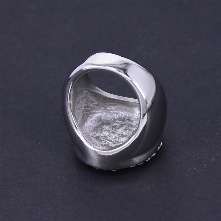 Womens Titanium Steel Ring Polished Dripping Oil Inlaid Rhinestone Casting Rings Fashion Jewelry Gifts for Her