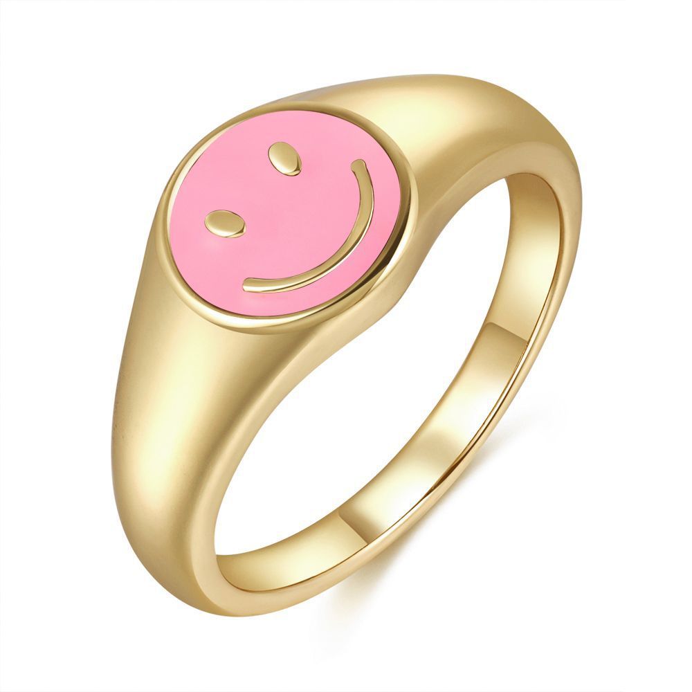 Simple Womens Brass 18K Gold Plated Drip Ring Heart Shape Retro Fashion Jewelry For Everyday Wear Gift Classic Style