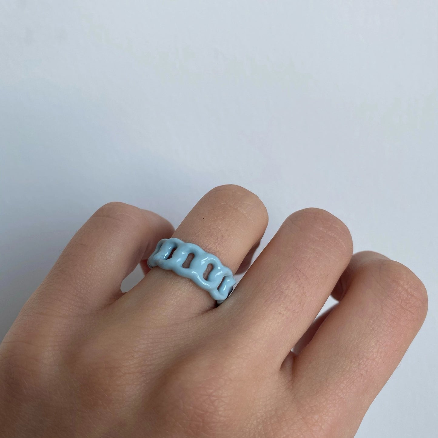 Womens ResinGlass Ring Hollow Macarons Color Oil Dripping Chain Design Adjustable Opening Fashion Jewelry Gift