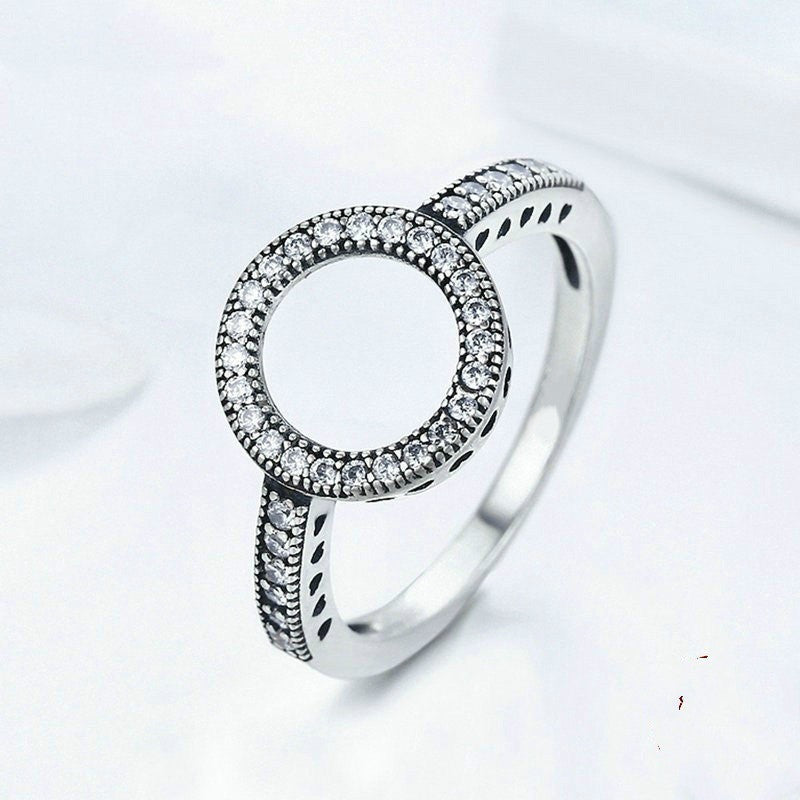 Electroplated Alloy Ring With Diamond Halo Individually Packed Trendy Design Jewelry For Women And Girls Style