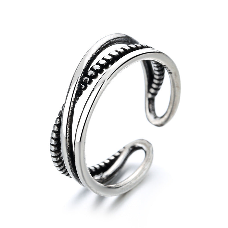 Copper Double Layer Twist Ring Geometric Design Adjustable