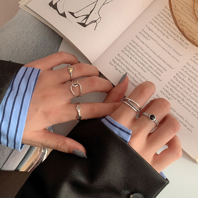 Copper Double Layer Twist Ring Geometric Design Adjustable