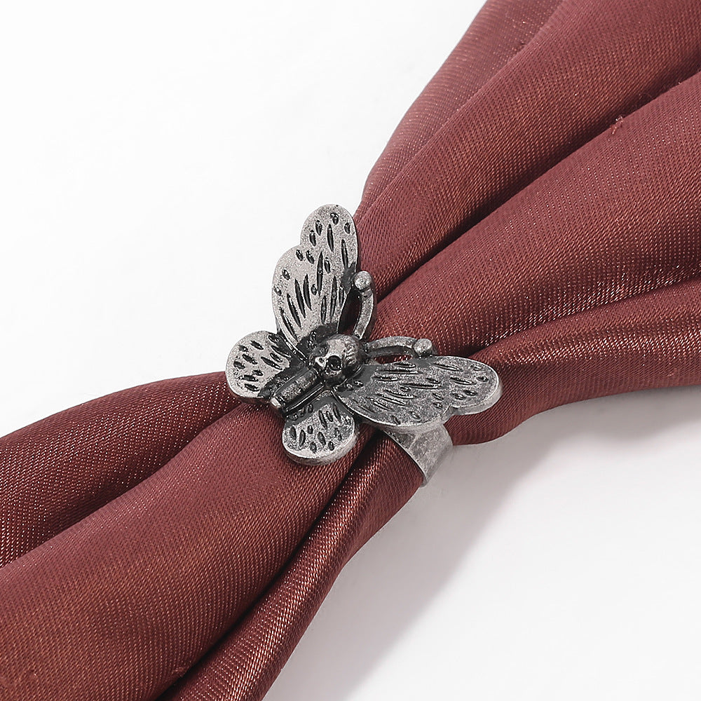 Butterfly Ring Adjustable Metal Jewelry Retro European Geometric Style Womens Fashion Ring Individually Packed