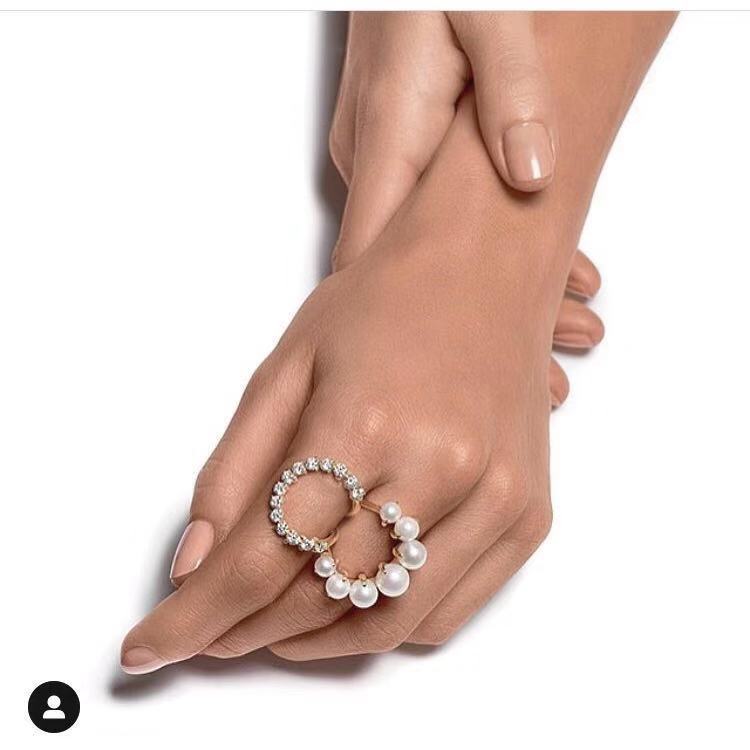 Womens Gold Plated Ring With Pearl Inlay Adjustable Open Fashion Jewelry Gift For Her Elegant Jewelry Gift Set