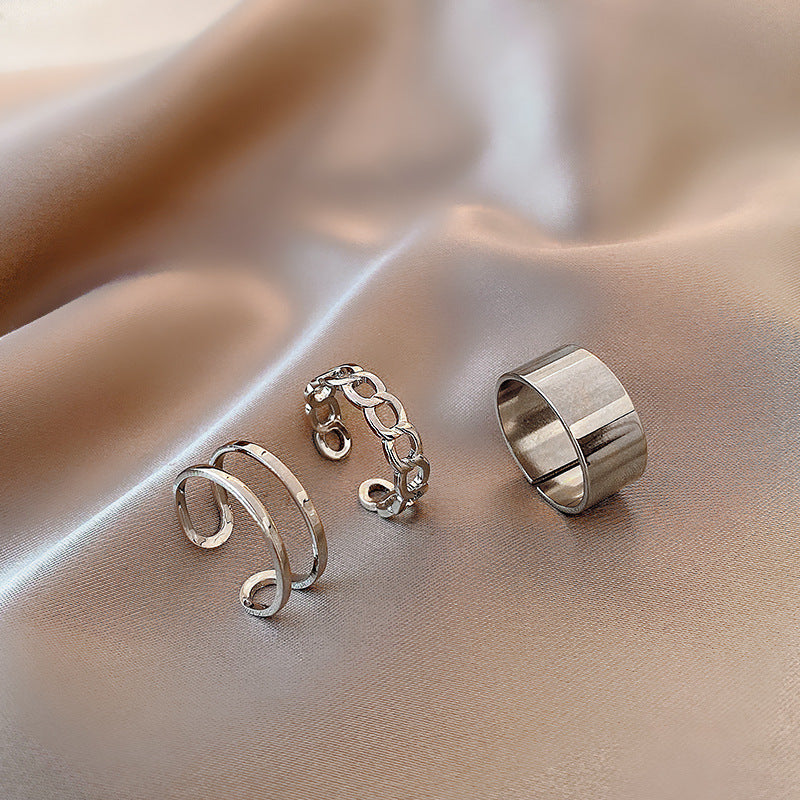 Handmade Geometric Open Ring Adjustable Alloy Metal Ring Unique Design Individually Packed Fashion Jewels Chic
