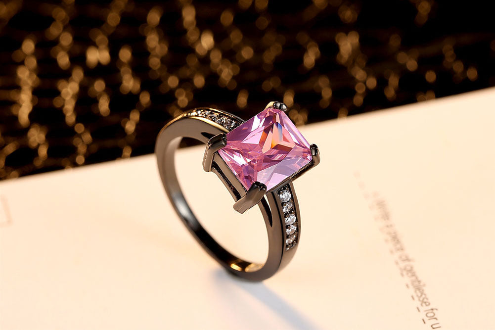 Zircon Copper Geometric Ring For Women Electroplated Fashion Jewelry Durable Elegant Wedding Statement Accessory