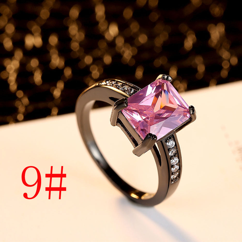 Zircon Copper Geometric Ring For Women Electroplated Fashion Jewelry Durable Elegant Wedding Statement Accessory