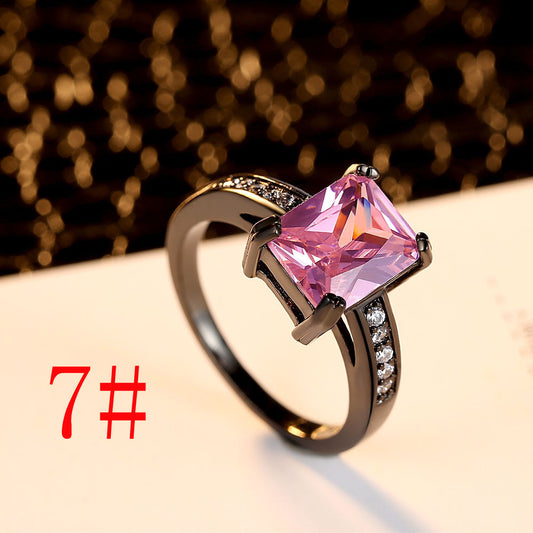 Zircon Copper Geometric Ring For Women Electroplated Fashion Jewelry Durable Elegant Wedding Statement Accessory