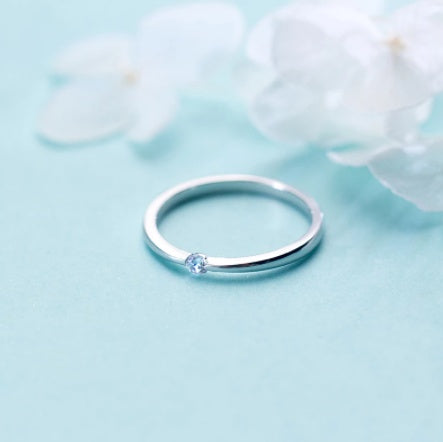 S925 Silver Ring Female Korean Fashion Temperament Single Diamond Ring Ring Personality Simple Ring Child J3237