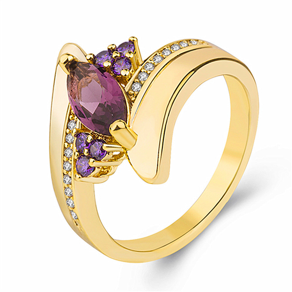 Colorful Zircon Ring Copper Inlaid Diamond Mens Jewelry