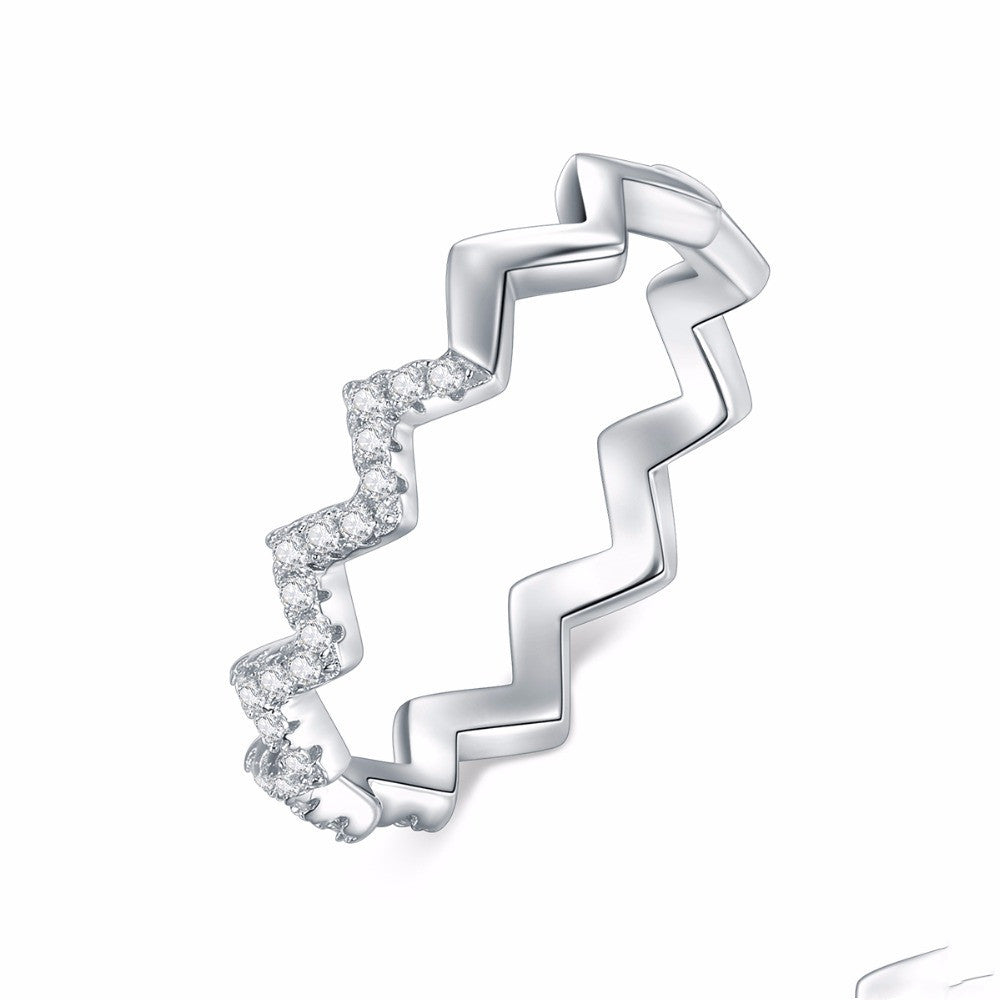 Womens Ring Sterling Silver Geometric Ring with Zircon Micro-Inlaid Design Trendy Fashion Jewelry Ring Gift for Her Party Ring Wedding Ring Engagement Ring