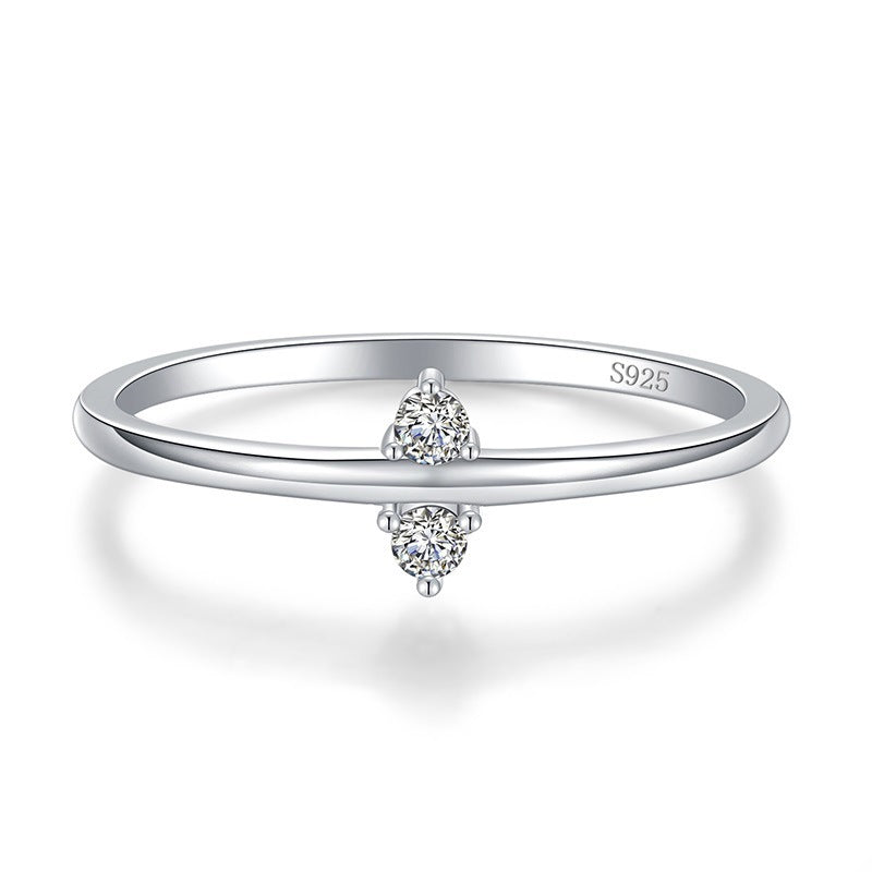 Womens Silver Ring with Zircon Inlay Geometric Design Ring Elegant Women's Jewelry Fashionable Silver Band Ring for Her Party Ring Gift for Ladies