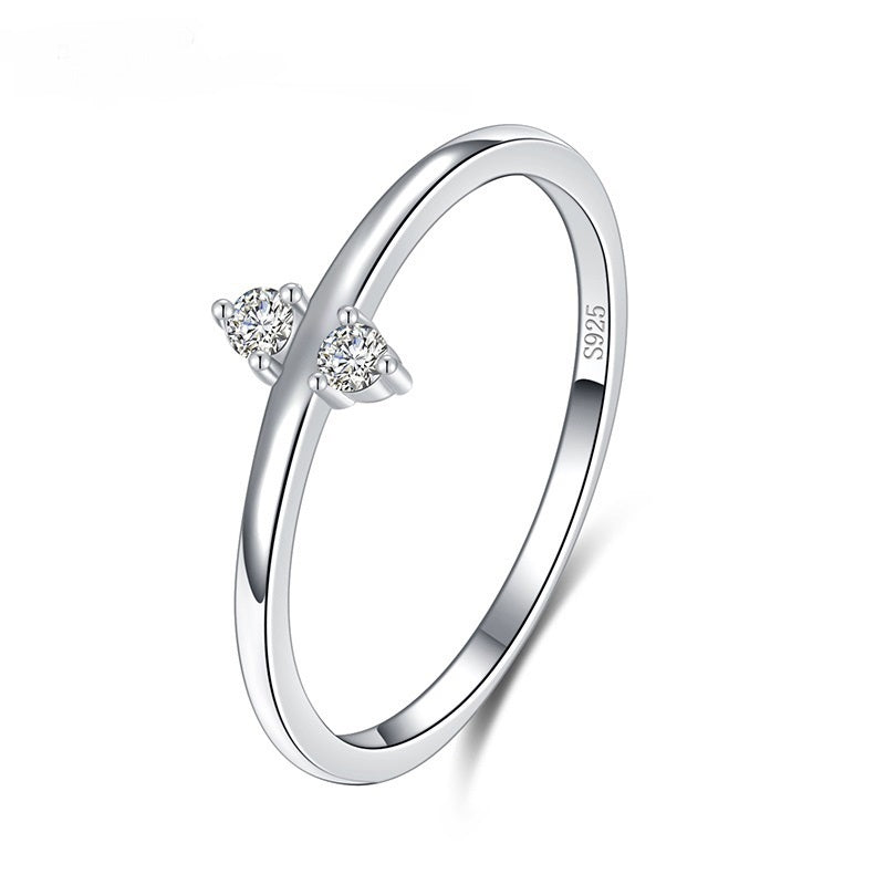 Womens Silver Ring with Zircon Inlay Geometric Design Ring Elegant Women's Jewelry Fashionable Silver Band Ring for Her Party Ring Gift for Ladies