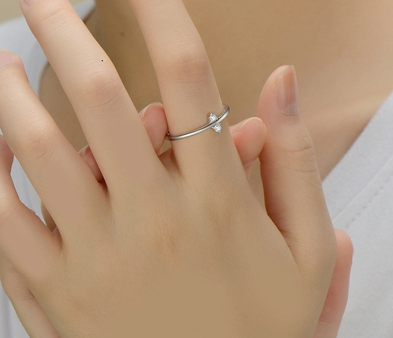 Womens Silver Ring with Zircon Inlay Geometric Design Ring Elegant Women's Jewelry Fashionable Silver Band Ring for Her Party Ring Gift for Ladies