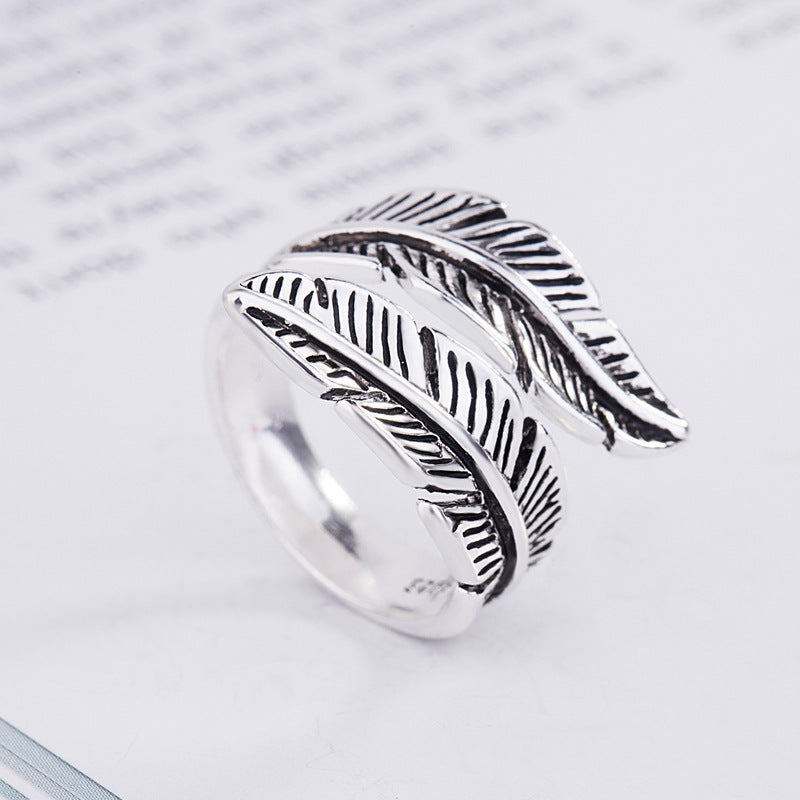 Unisex Adjustable Stainless Steel Ring Thai Silver Geometric