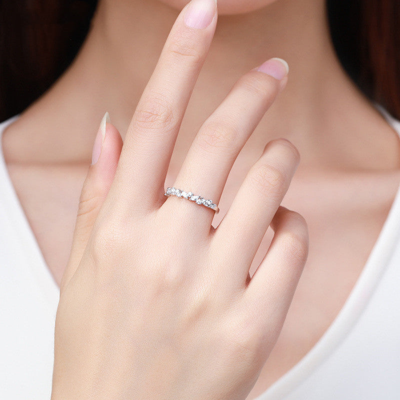 Womens S925 Silver Ring Diamond Shaped Zircon Gemstone Electroplated Rhombus Minimalist Jewelry For Her Elegant Gift