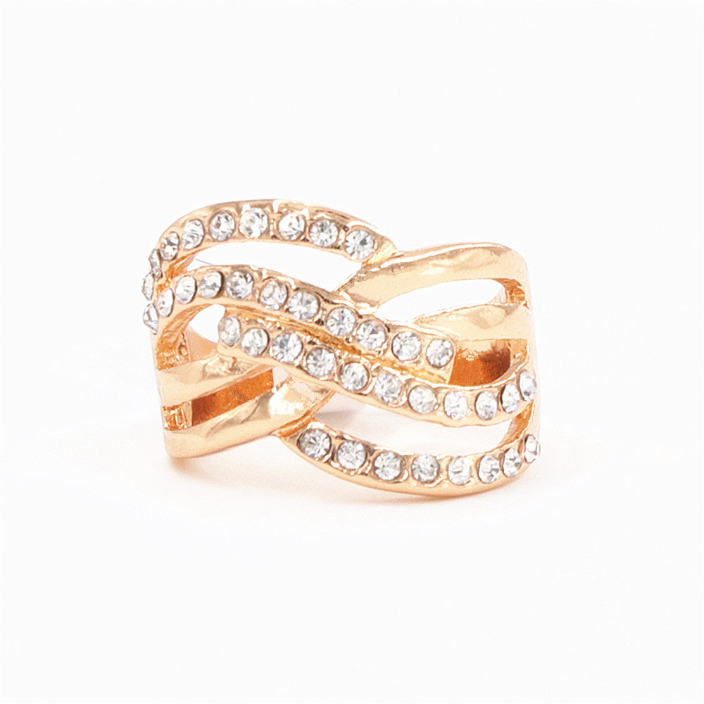 Angel Wings Ring Gold Alloy Geometric Zircon Unisex Jewelry Korean Style Electroplated Gift Ring Modern Designs