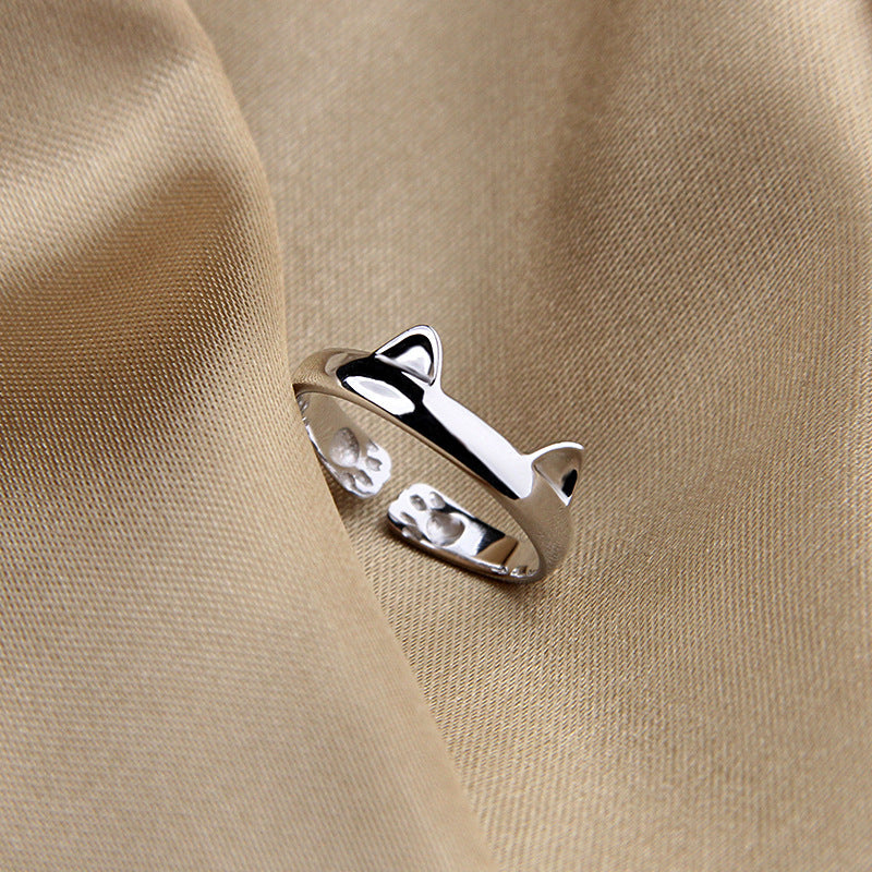Cat Paw Ring 925 Sterling Silver   Ring Ring Cute Pet Cute Cat Ear Ring Totoro Ring