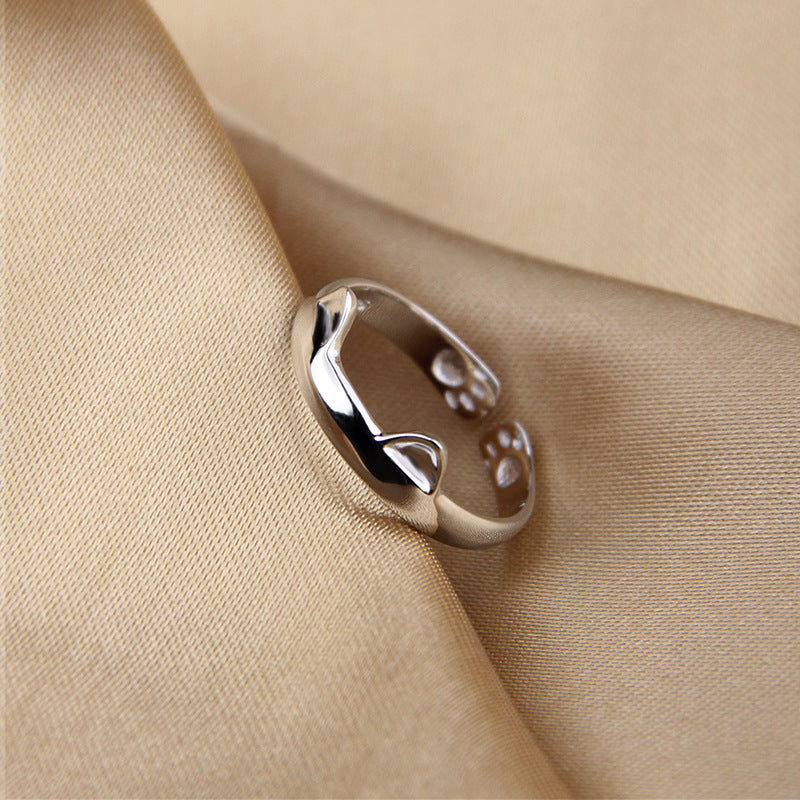 Cat Paw Ring 925 Sterling Silver   Ring Ring Cute Pet Cute Cat Ear Ring Totoro Ring