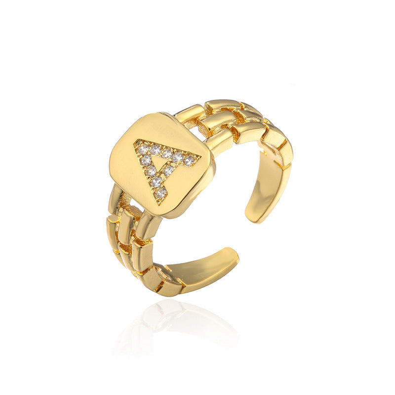 Adjustable Geometric Pattern Zircon Ring For Women Gold Plated Fashion Jewelry Elegant Durable Accessory Statement