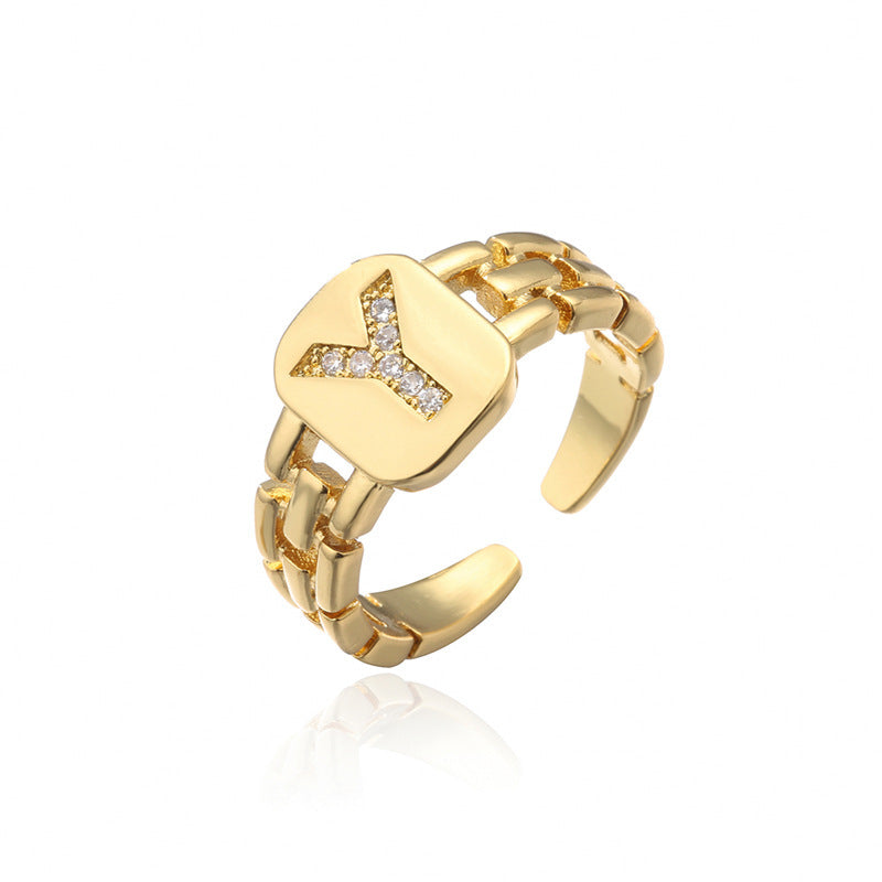 Adjustable Geometric Pattern Zircon Ring For Women Gold Plated Fashion Jewelry Elegant Durable Accessory Statement