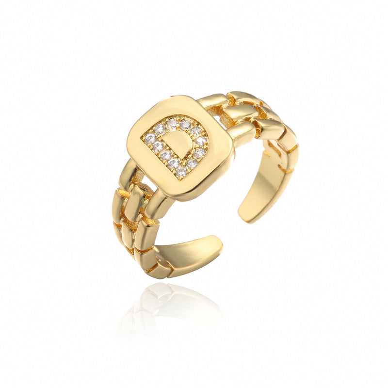 Adjustable Geometric Pattern Zircon Ring For Women Gold Plated Fashion Jewelry Elegant Durable Accessory Statement