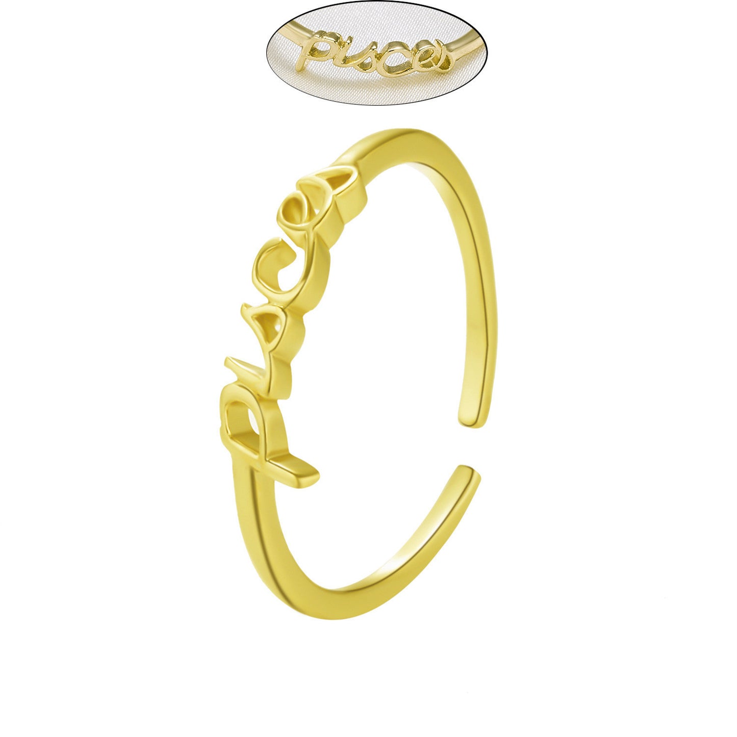 Constellation Letter Ring Adjustable Copper Jewelry European and American Style Personal Statement Ring Everyday Wear