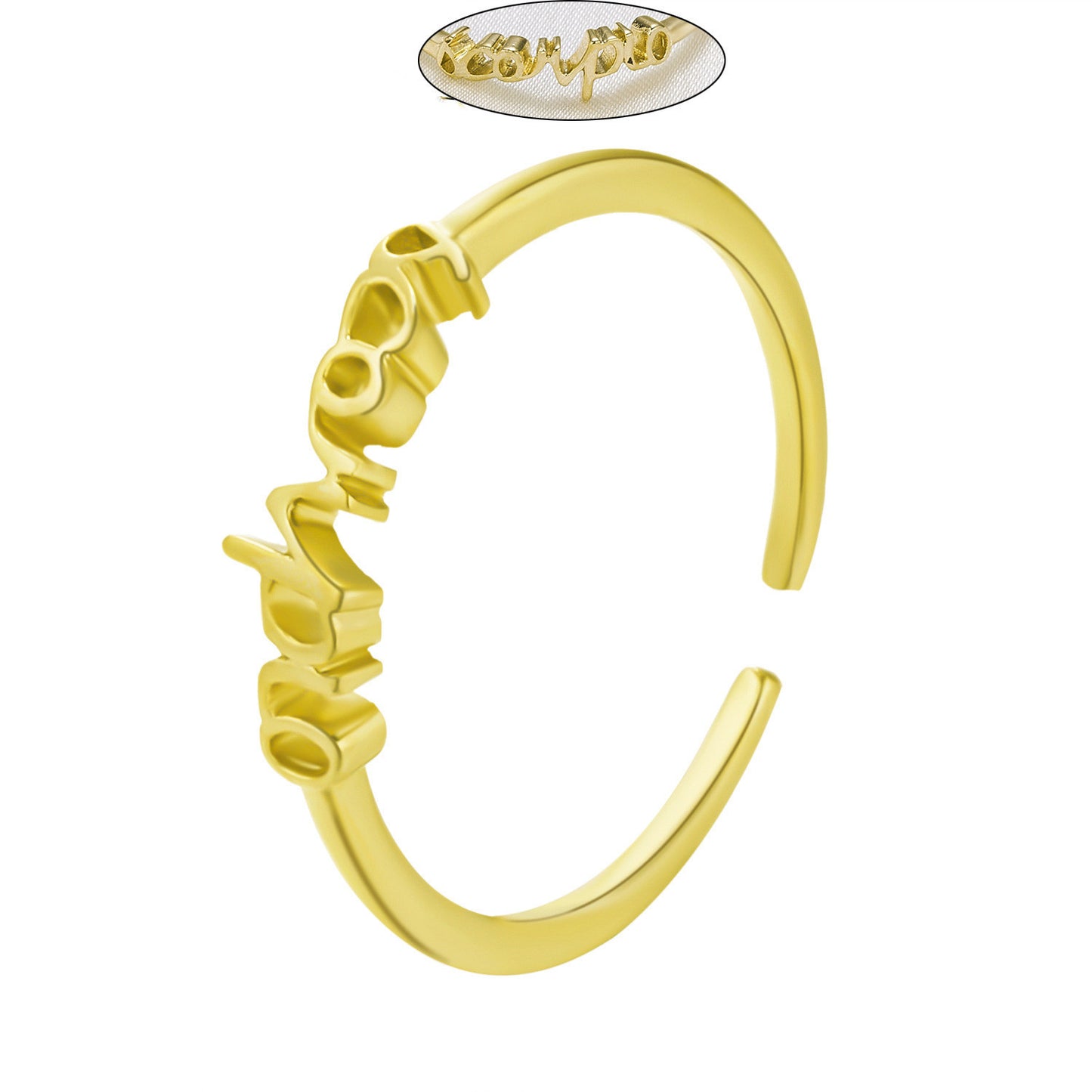 Constellation Letter Ring Adjustable Copper Jewelry European and American Style Personal Statement Ring Everyday Wear