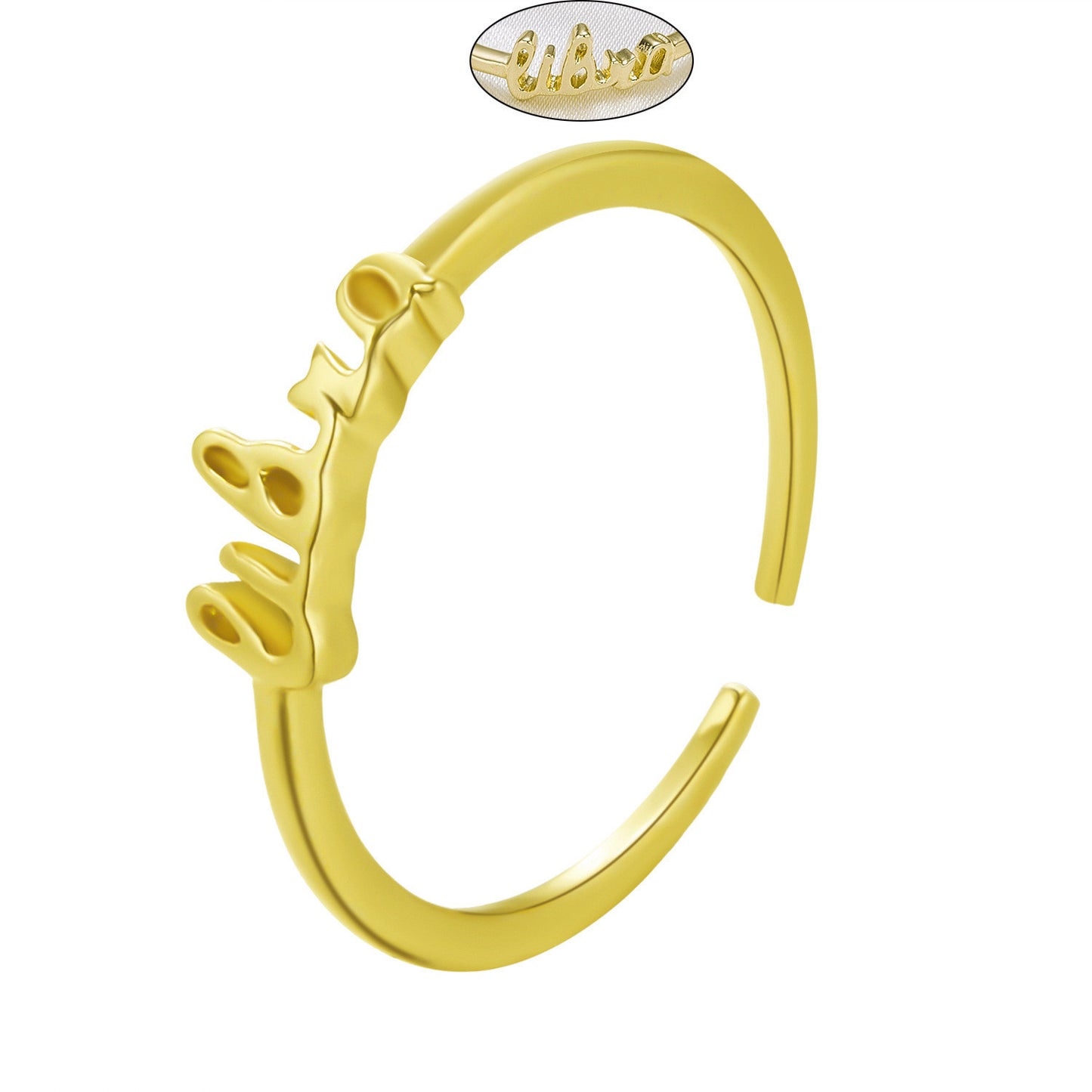 Constellation Letter Ring Adjustable Copper Jewelry European and American Style Personal Statement Ring Everyday Wear