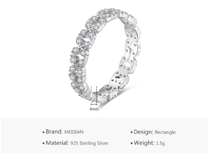 Womens Silver Geometric Full Circle Ring Electroplated Inlaid Gems Ring Sterling Silver Fashion Jewellery Gift