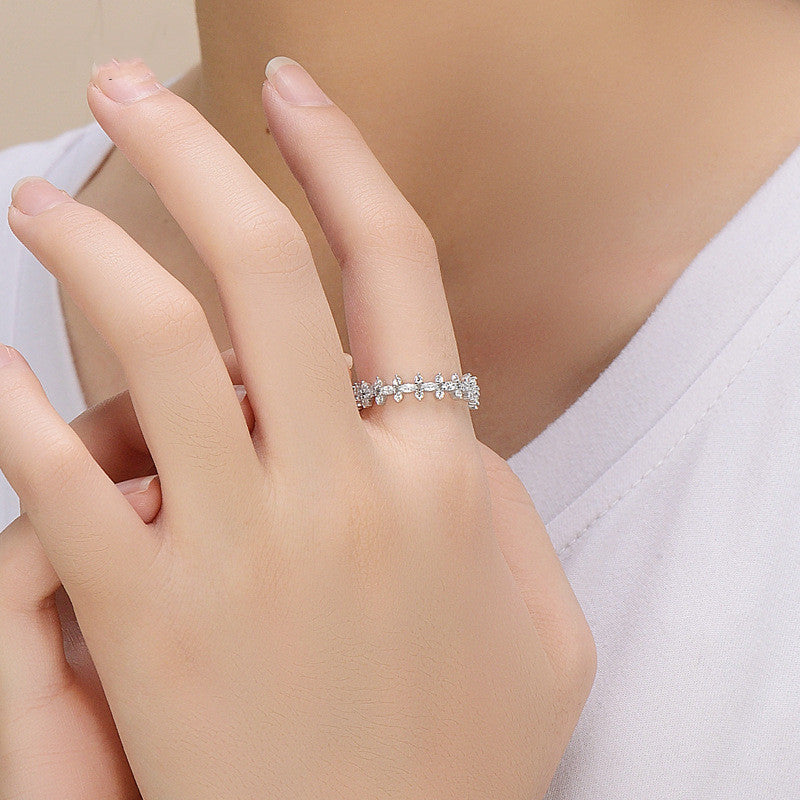 Sterling Silver Geometric Full Circle Zircon Ring Electroplated Fashion Jewelry For Her Gift Great Gift Idea X