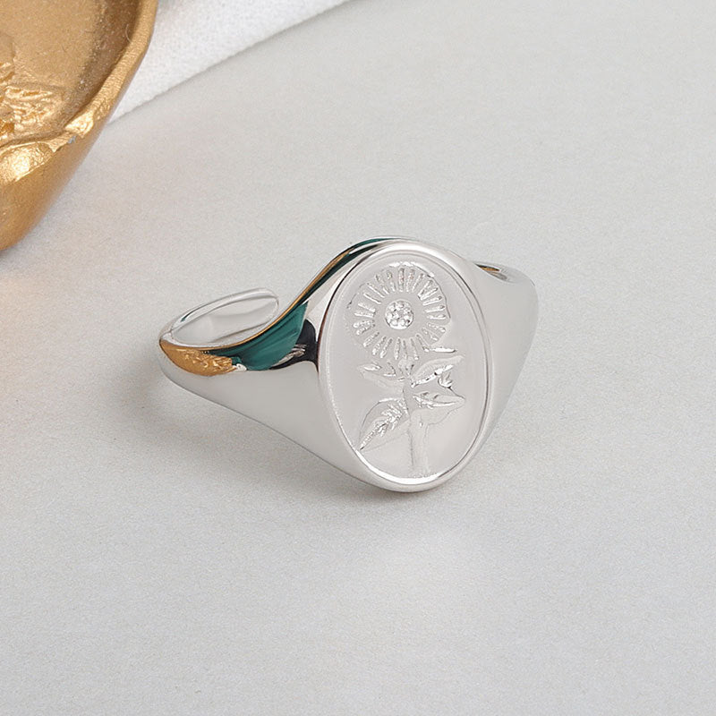 Adjustable Copper Flower Ring Electroplated Open Band Jewelry Gift For Her Elegant Cute Ring For Every Day Use