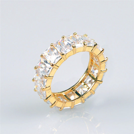 Zircon Square Ring For Women One Piece Copper Jewelry European Geometric Design Fashion Accessory For Weddings