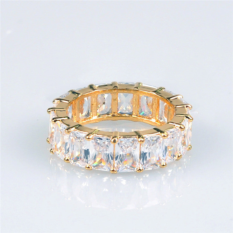 Zircon Square Ring For Women One Piece Copper Jewelry European Geometric Design Fashion Accessory For Weddings