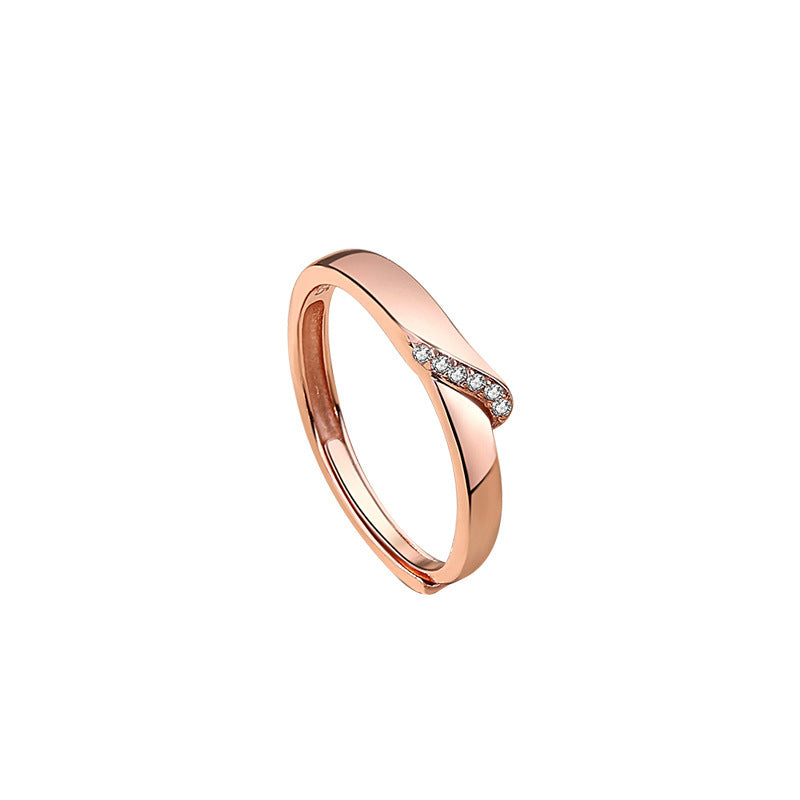 925 Sterling Silver Couple Rings With Gems Geometric Matching Ring Set Rose Gold Plated Anniversary Jewelry Set