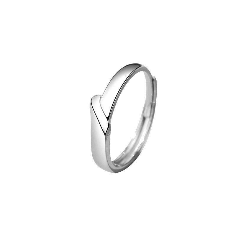 925 Sterling Silver Couple Rings With Gems Geometric Matching Ring Set Rose Gold Plated Anniversary Jewelry Set