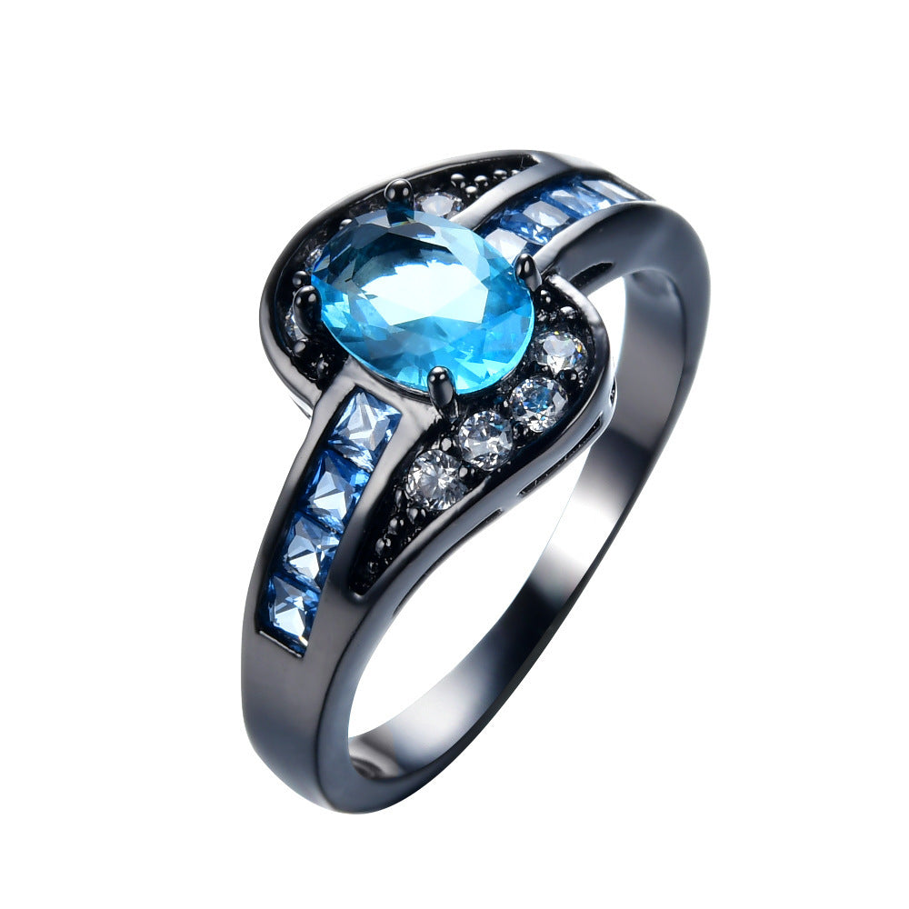 Womens Vintage Oval Ring with Zircon Gold Plated Copper Inlay Elegant Fashion Jewelry Ring For Women And Girls