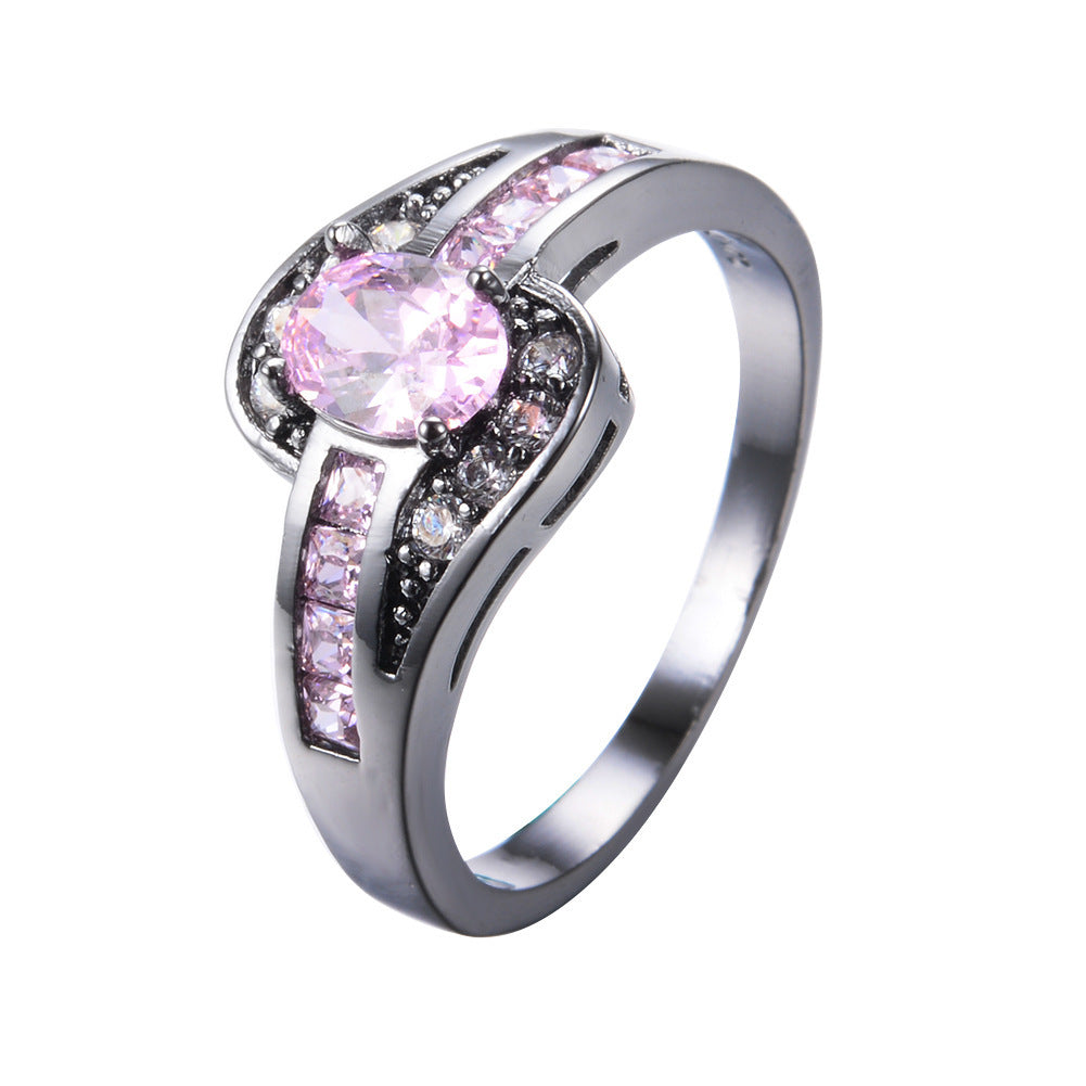 Womens Vintage Oval Ring with Zircon Gold Plated Copper Inlay Elegant Fashion Jewelry Ring For Women And Girls