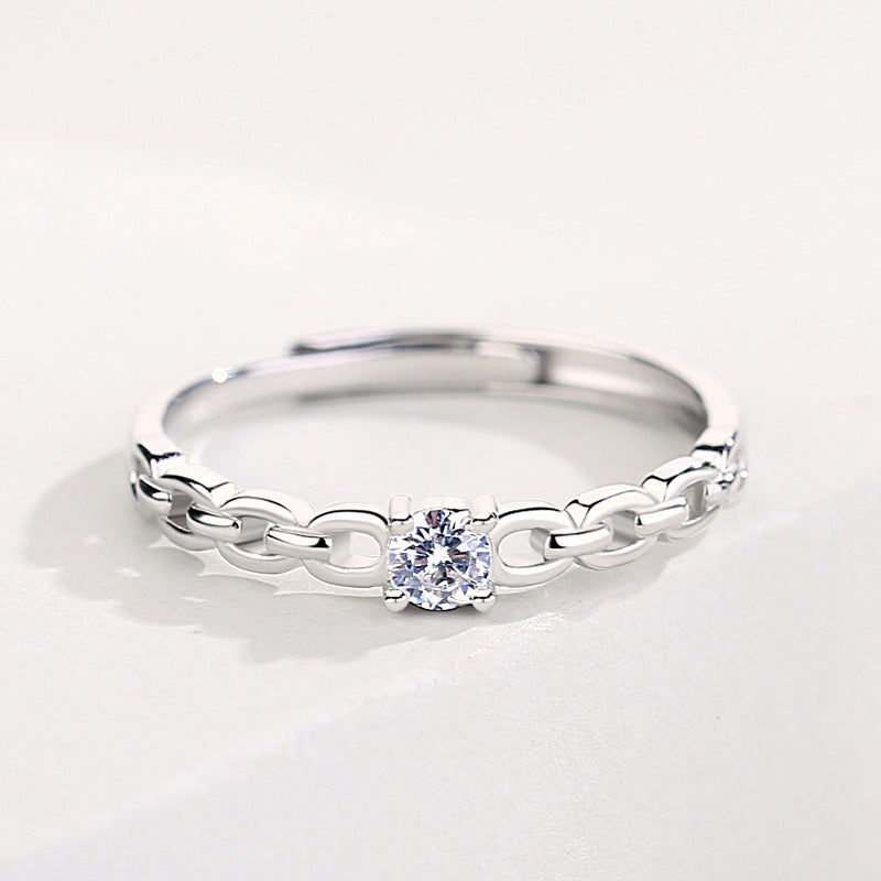 Korean Style Zircon Square Ring 925 Silver for Couple Fashion Jewelry Light Luxury Ring Modern Everyday Styles