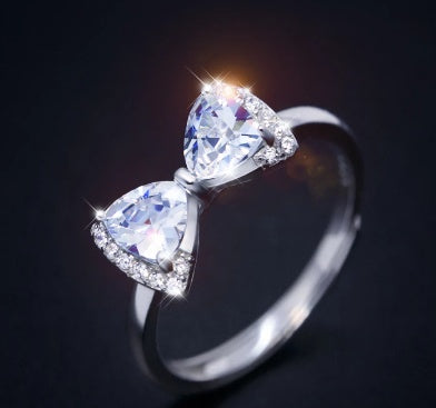 Bow Ring With Copper And Sterling Silver Inlaid Diamond Accent For Women Fashion Jewelry Gift For Her Ever Now