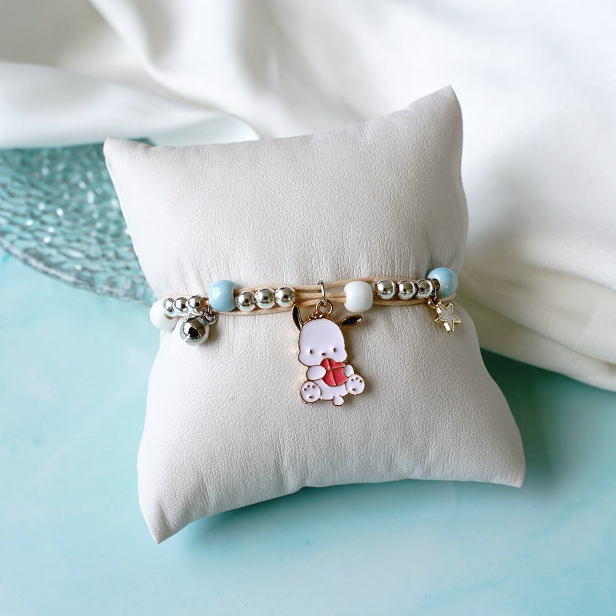 Ceramic Cartoon Bracelet Woven Alloy Jewelry Simple Beads Bracelet With Deer Rabbit Cat And Design Accessories