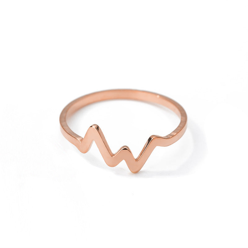 Womens Stainless Steel Ring ECG Design Gold Silver Rose Gold